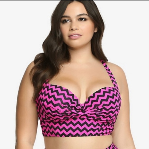 torrid Other - TORRID Pink and Black Chevron Top bathing suit